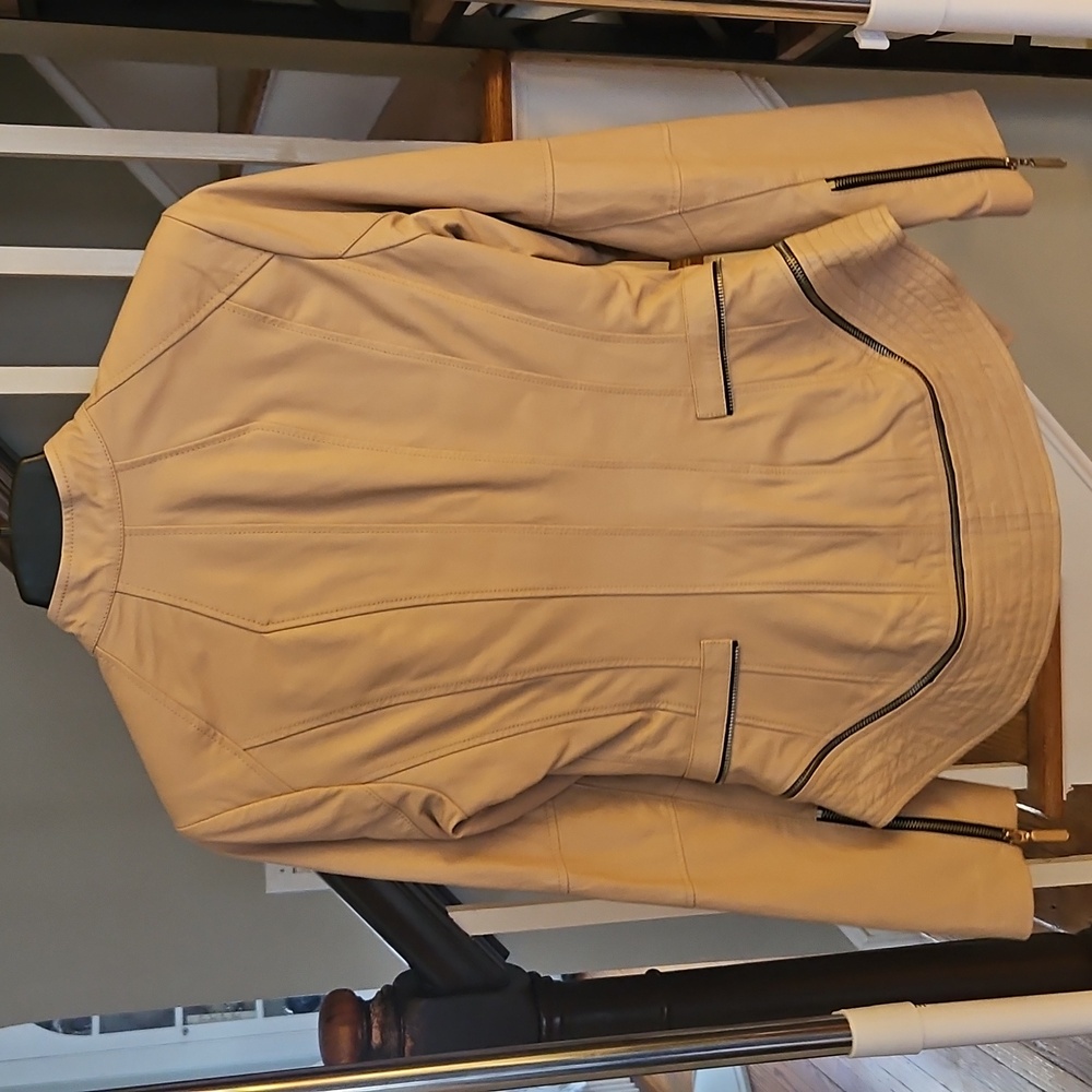 G.I.L.I. Convertable Genuine Leather Jacket Size 2 NWOT Blush/Tan (Fawn). - Picture 2 of 8